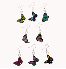 Minga Fair Trade Painted Carved Wood Earrings - Butterfly