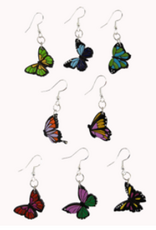 Minga Fair Trade Painted Carved Wood Earrings - Butterfly