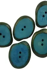One World Projects Small Tagua Sliced Buttons - Aqua