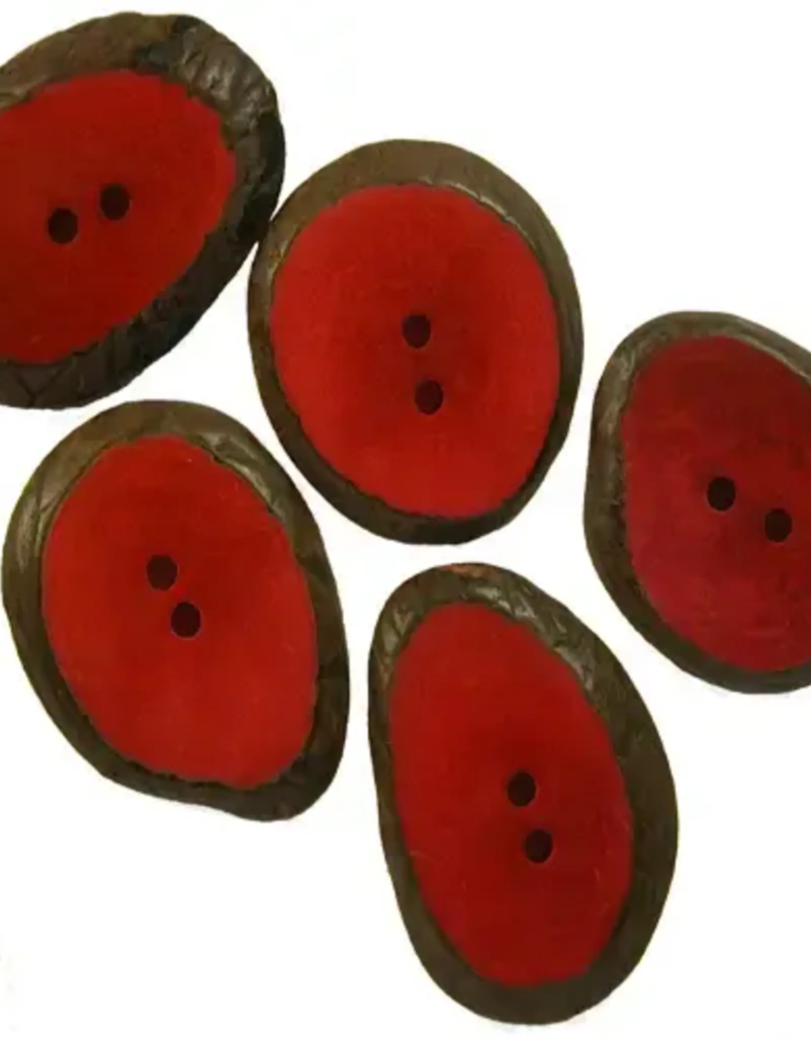 One World Projects Small Tagua Sliced Buttons - Fuchsia