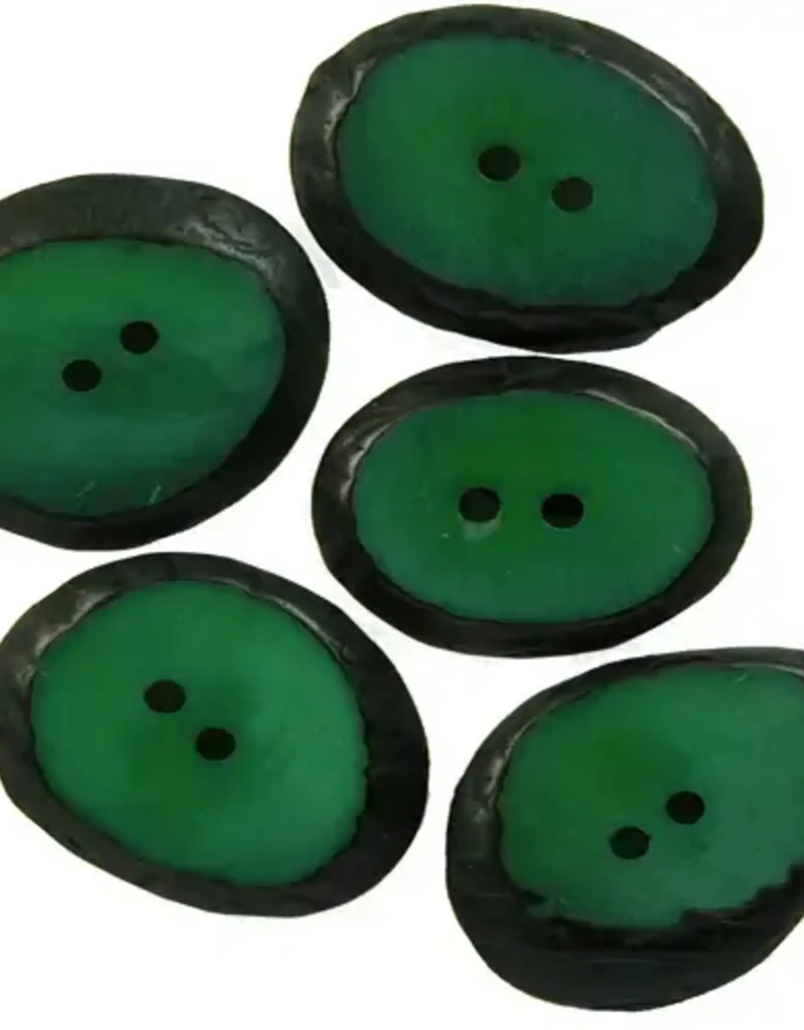 One World Projects Small Tagua Sliced Buttons - Green
