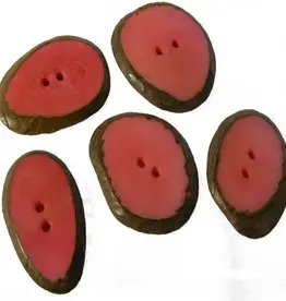 One World Projects Small Tagua Sliced Buttons - Pink