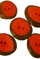 One World Projects Small Tagua Sliced Buttons - Red