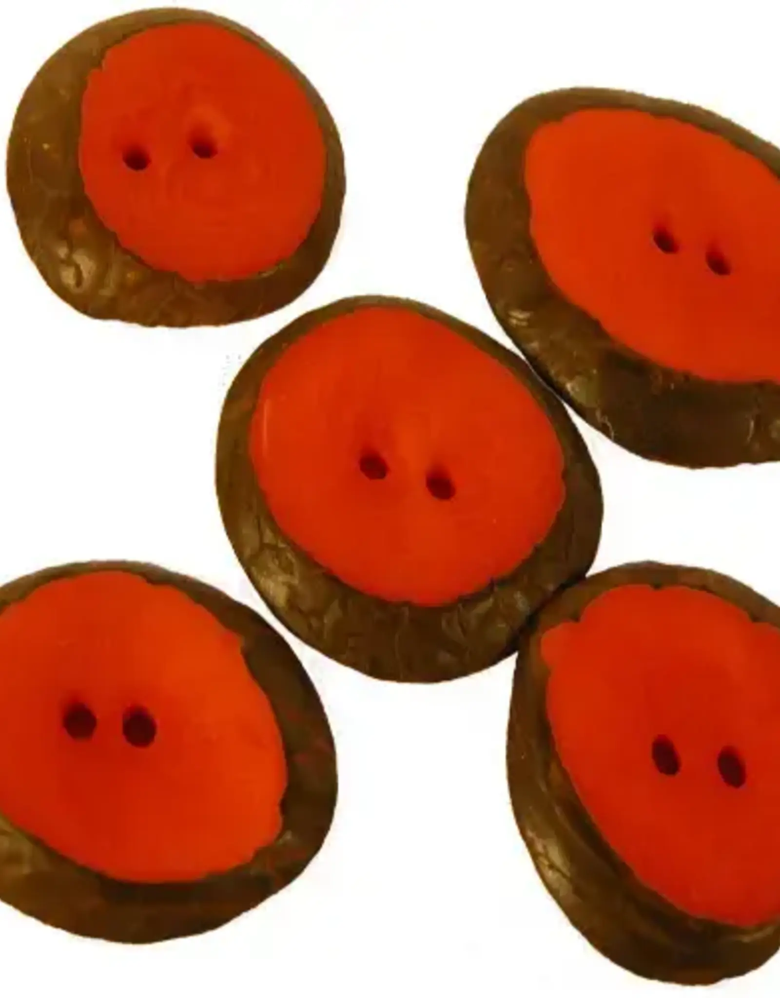 One World Projects Small Tagua Sliced Buttons - Red