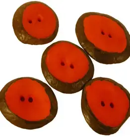 One World Projects Small Tagua Sliced Buttons - Red
