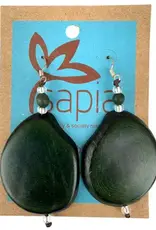 One World Projects Tagua Slice Earrings - Forest Green