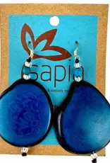 One World Projects Tagua Slice Earrings - Turquoise