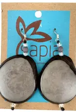 One World Projects Tagua Slice Earrings - Grey