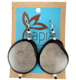 One World Projects Tagua Slice Earrings - Grey