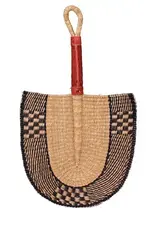 African Market Baskets African Bolga Fan - Navy & Tan