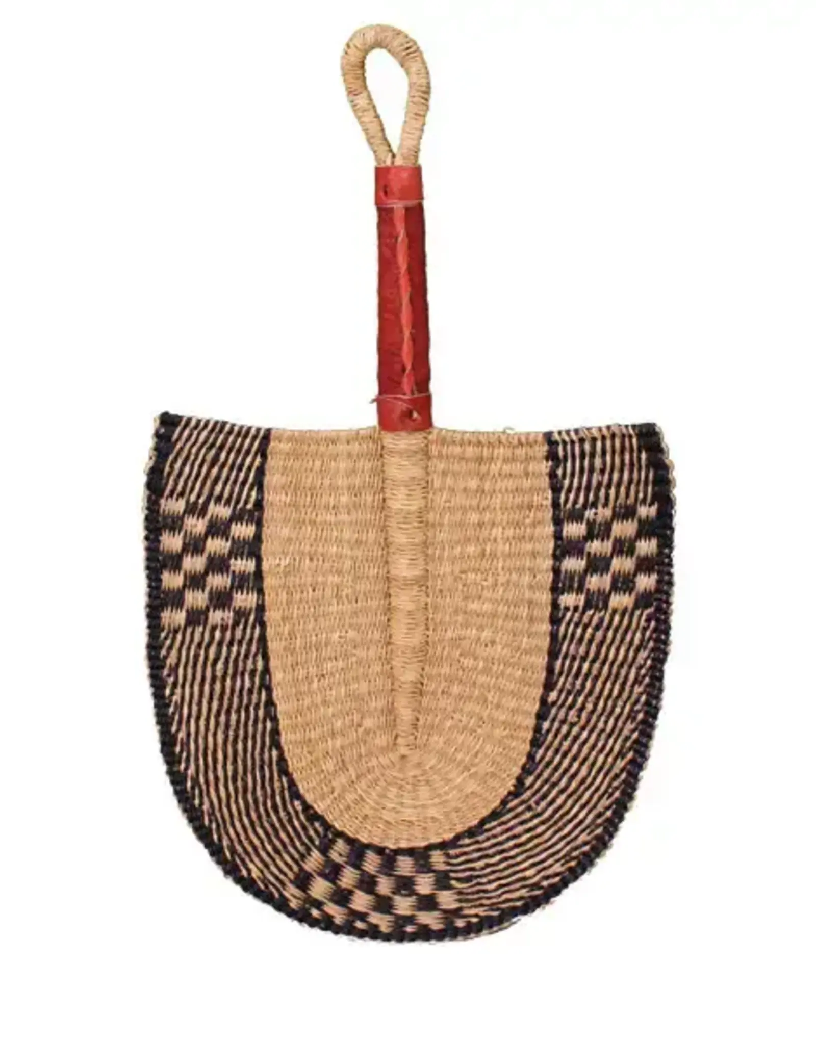 African Market Baskets African Bolga Fan - Navy & Tan