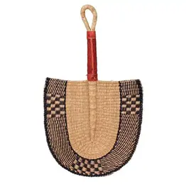 African Market Baskets African Bolga Fan - Navy & Tan