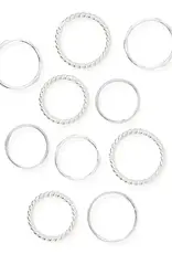 Matr Boomie Dhera Assorted Textured Band Stacking Rings - Silver