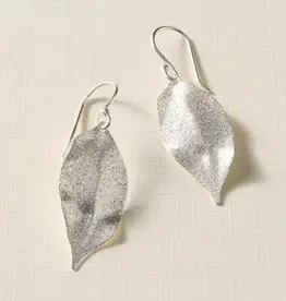 Ten Thousand Villages Esha Silver Sparkle Leaf Earrings