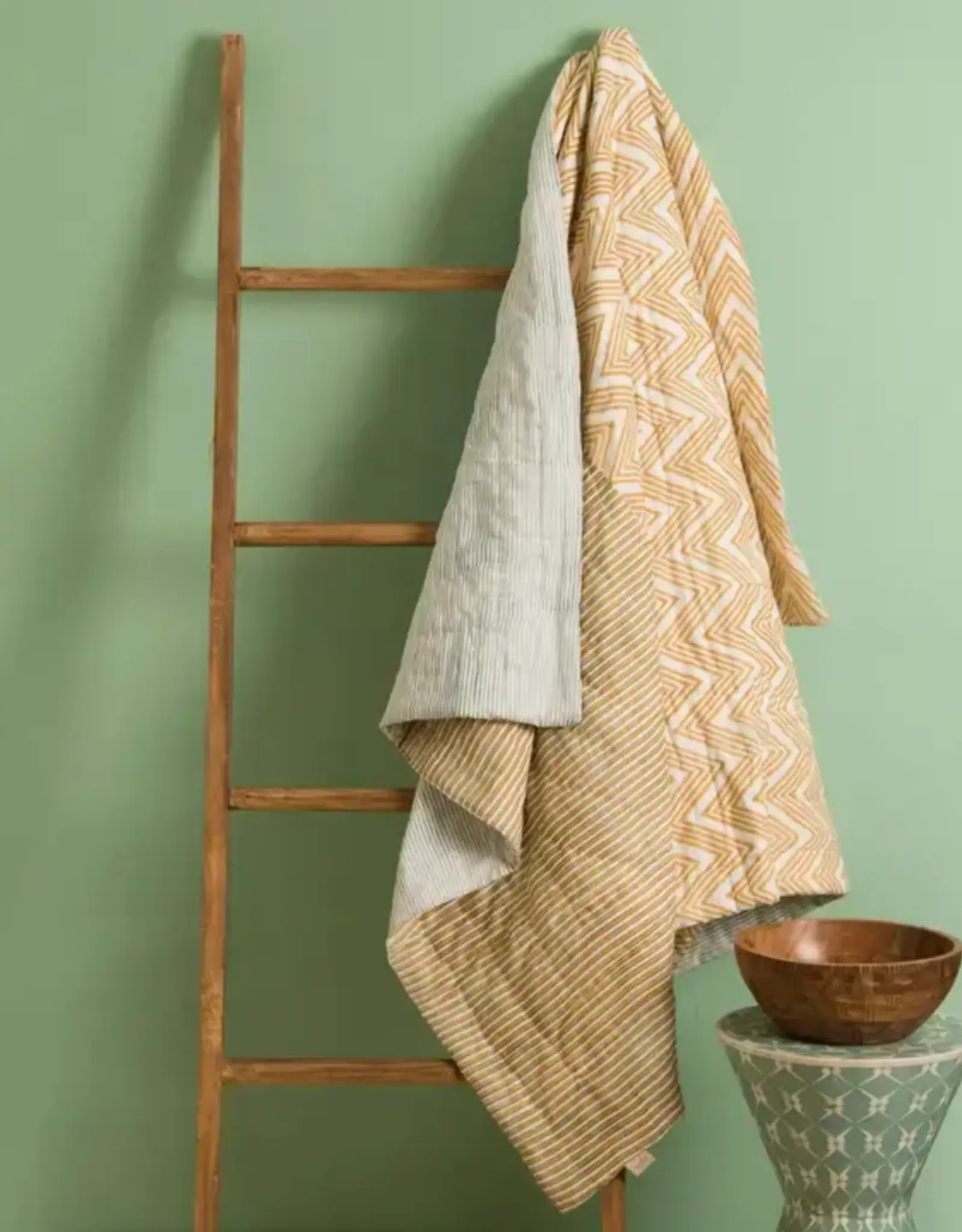 Mela Artisans Handcrafted Cotton Throw Yellow Sundown 70"x50"