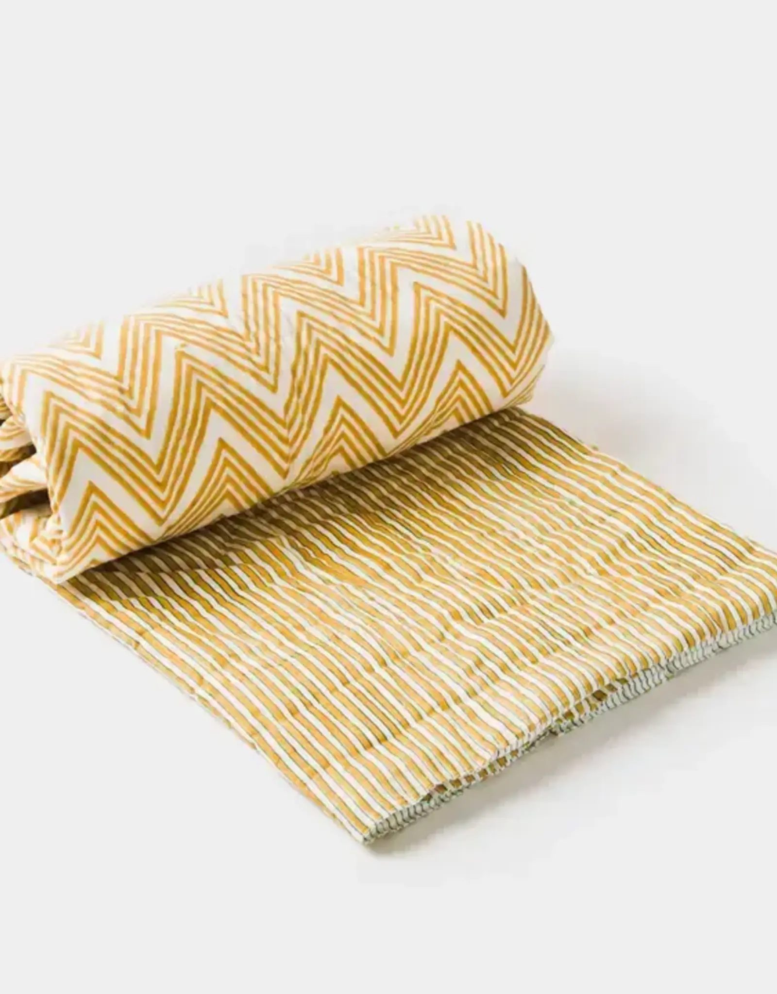 Mela Artisans Handcrafted Cotton Throw Yellow Sundown 70"x50"