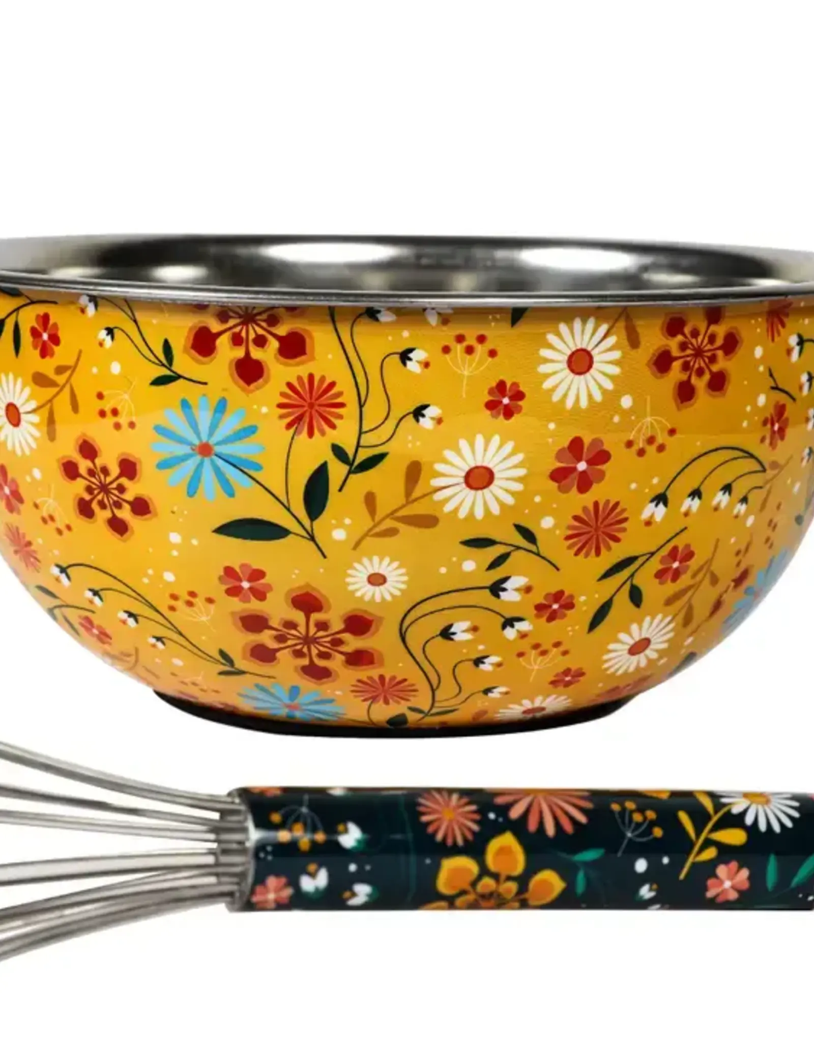 Mela Artisans Stainless Steel Sunburst Bloom Bowl & Whisk Set