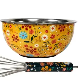 Mela Artisans Stainless Steel Sunburst Bloom Bowl & Whisk Set