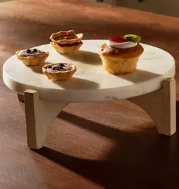 Mela Artisans White Marble Cake Stand—3.5" x 9.8"