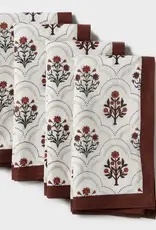 Mela Artisans Gulnaar Floral Handprinted Cotton Cloth Napkins - Set of 4
