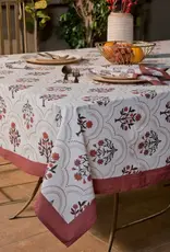 Mela Artisans Gulnaar Floral Handprinted Cotton Tablecloth - 56" x 88"