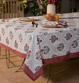 Mela Artisans Gulnaar Floral Handprinted Cotton Tablecloth - 56" x 88"