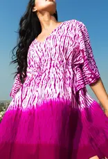 Sevya Handmade Shibori Cotton Kaftan Tops - Orchid & White