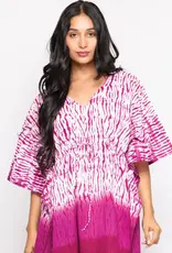 Sevya Handmade Shibori Cotton Kaftan Tops - Orchid & White