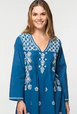 Sevya Handmade Divya Hand-Embroidered Cotton Tunic - Navy Blue