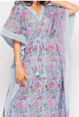 Sevya Handmade Anjali Block Print Kaftans - Blue & Pink