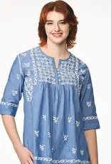Sevya Handmade Tarika Blue Chambray Tunic - Blue  L/XL
