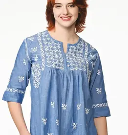 Sevya Handmade Tarika Blue Chambray Tunic - Blue  L/XL