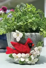 dZi Handmade Dogwood Cardinal Felt Pot