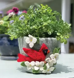 dZi Handmade Dogwood Cardinal Felt Pot