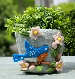 dZi Handmade Magnolia Bluebird Felt Pot