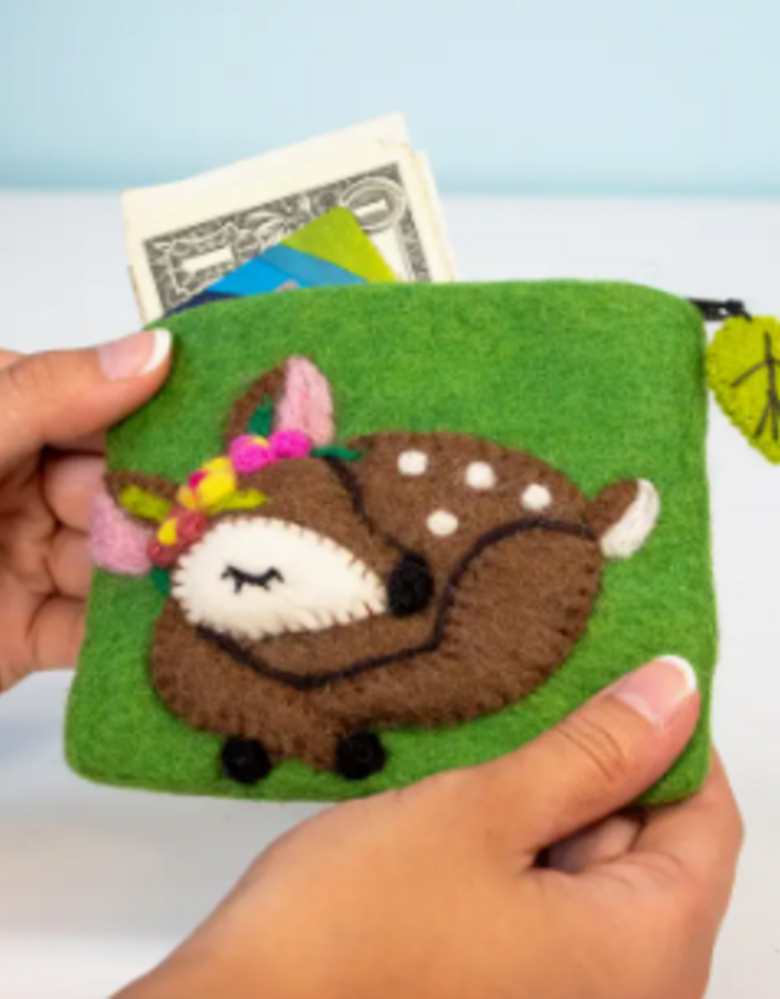 dZi Handmade Sleeping Fawn Coin Purse
