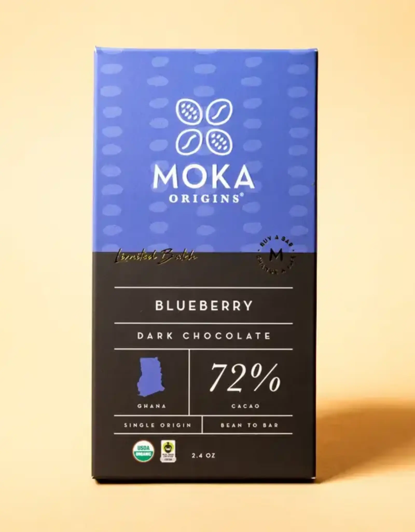 Moka Origins Blueberry Chocolate Bar 72%