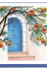 Quilling Card Quilled Orange Tree and Blue Door Greeting Card