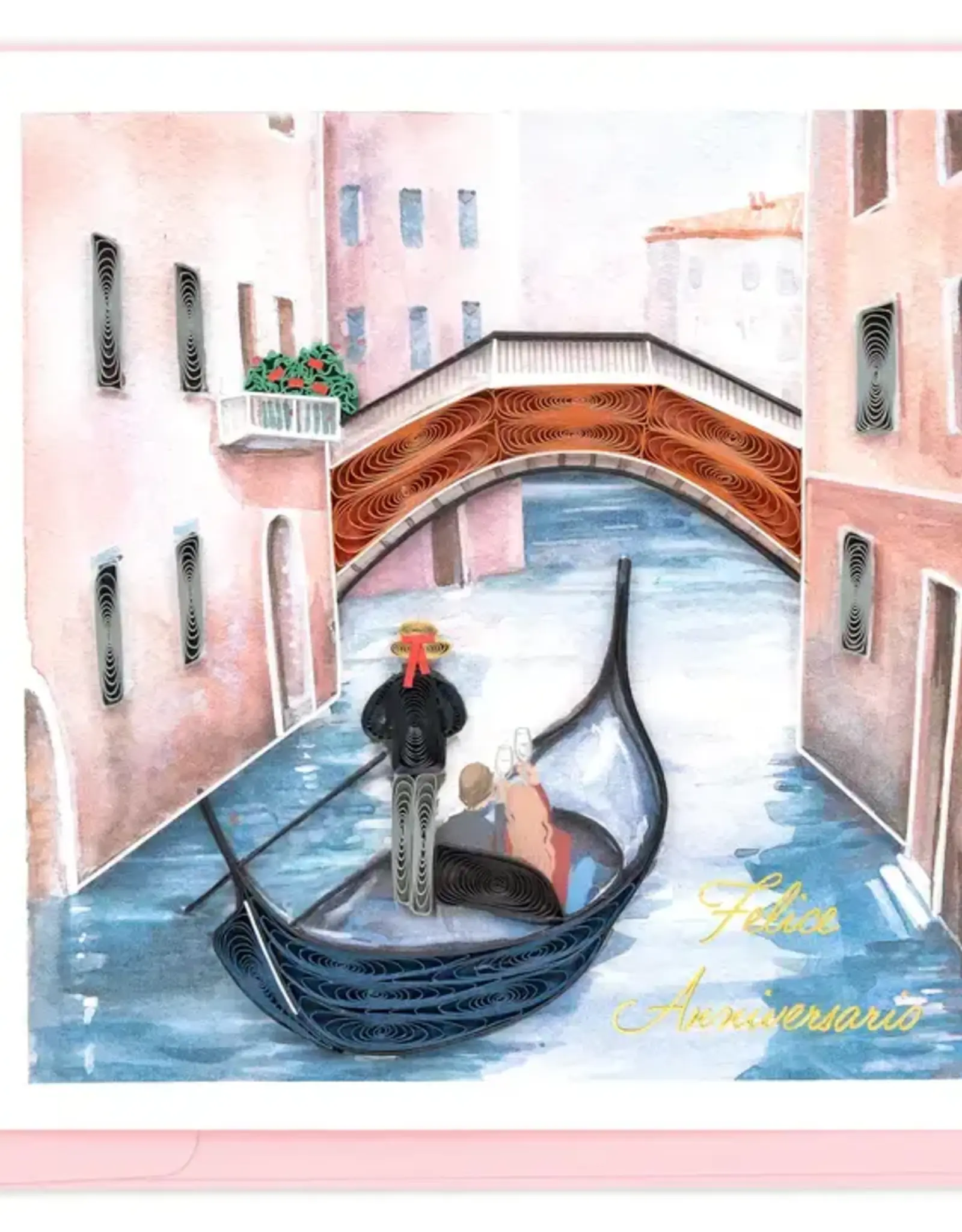 Quilling Card Quilled Venetian Gondola (Italian) Anniversary  Card