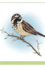Quilling Card Quilled Italian Sparrow on Flower Branch Greeting Card