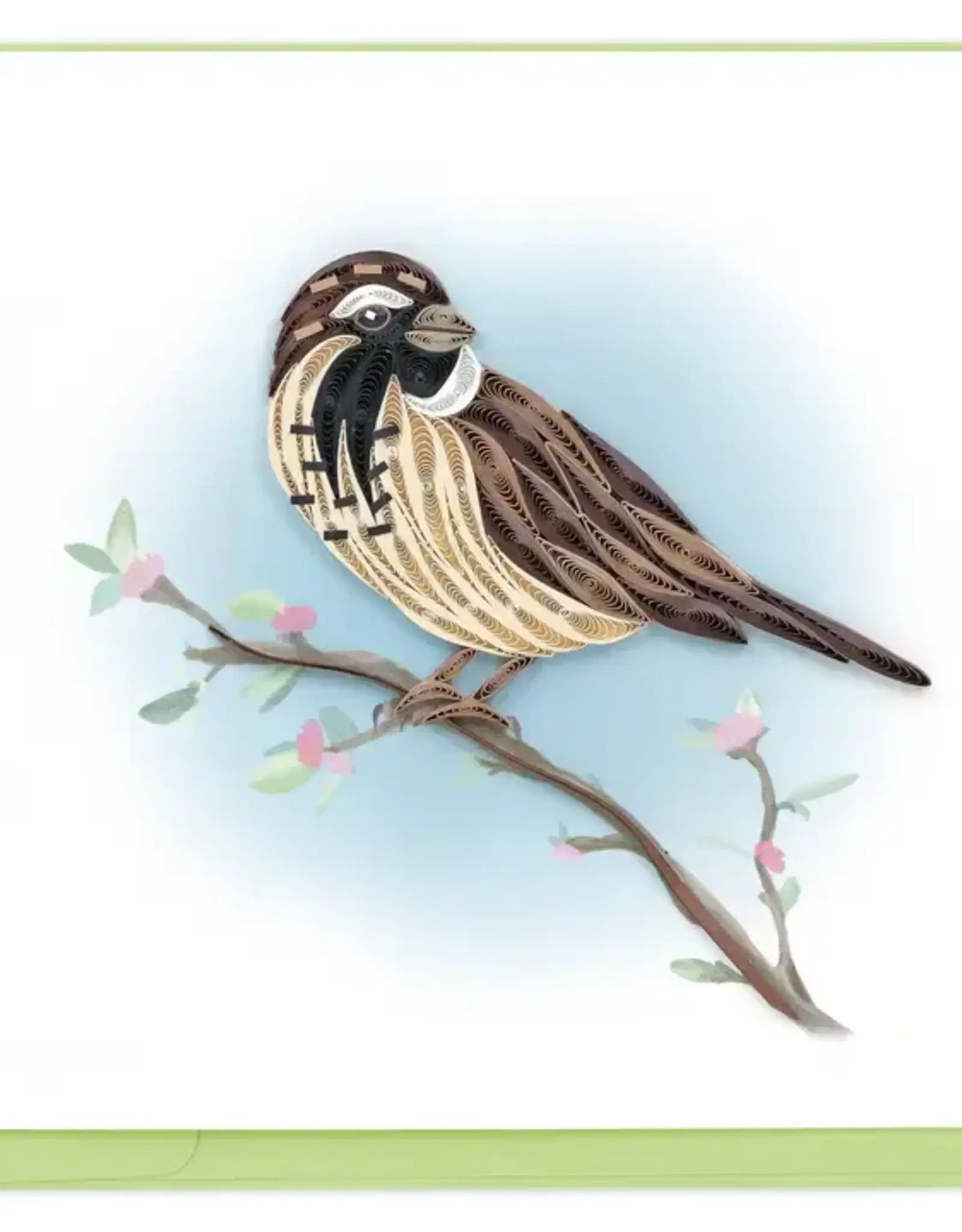 Quilling Card Quilled Italian Sparrow on Flower Branch Greeting Card