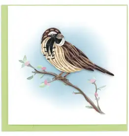 Quilling Card Quilled Italian Sparrow on Flower Branch Greeting Card