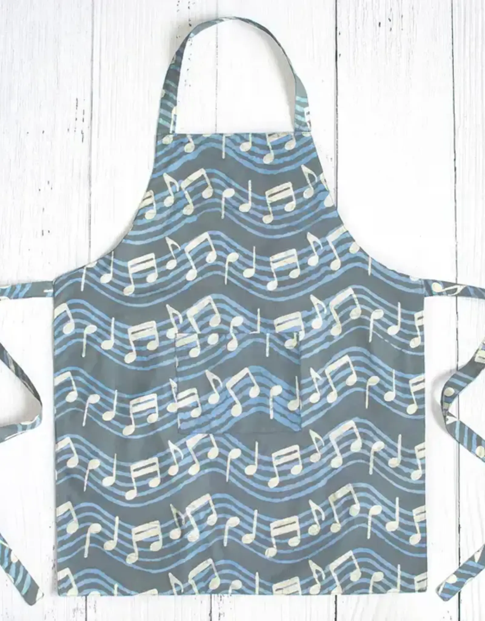 Global Mamas Apron Adult Music Notes Charcoal