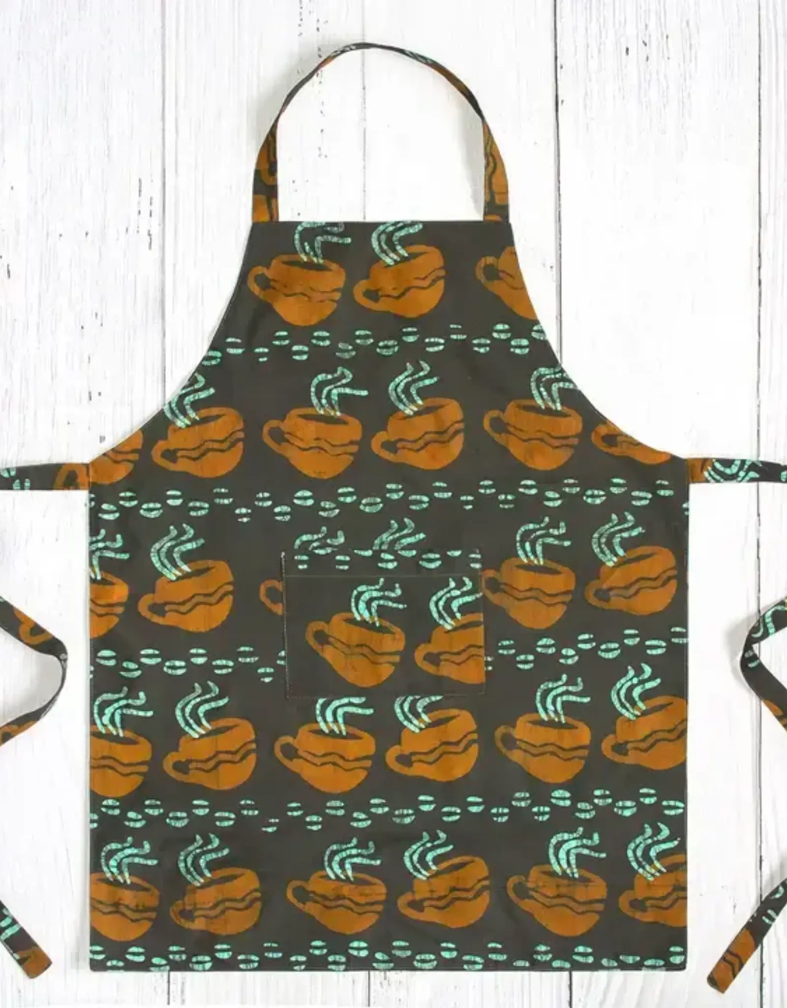 Global Mamas Apron Adult Coffee Cups Brown