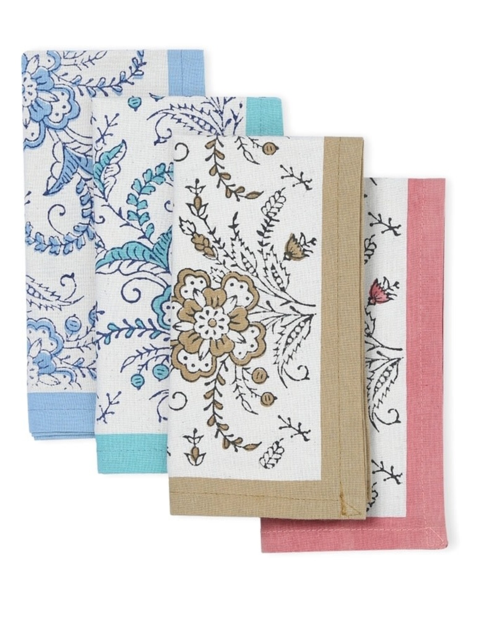 Sustainable Threads Ivy Reverie Block Print Cotton Napkins  - Set of 4