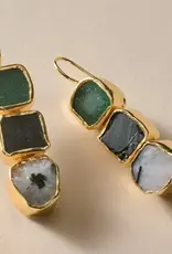 Ten Thousand Villages Ishira Triple Stone Earrings