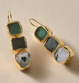 Ten Thousand Villages Ishira Triple Stone Earrings