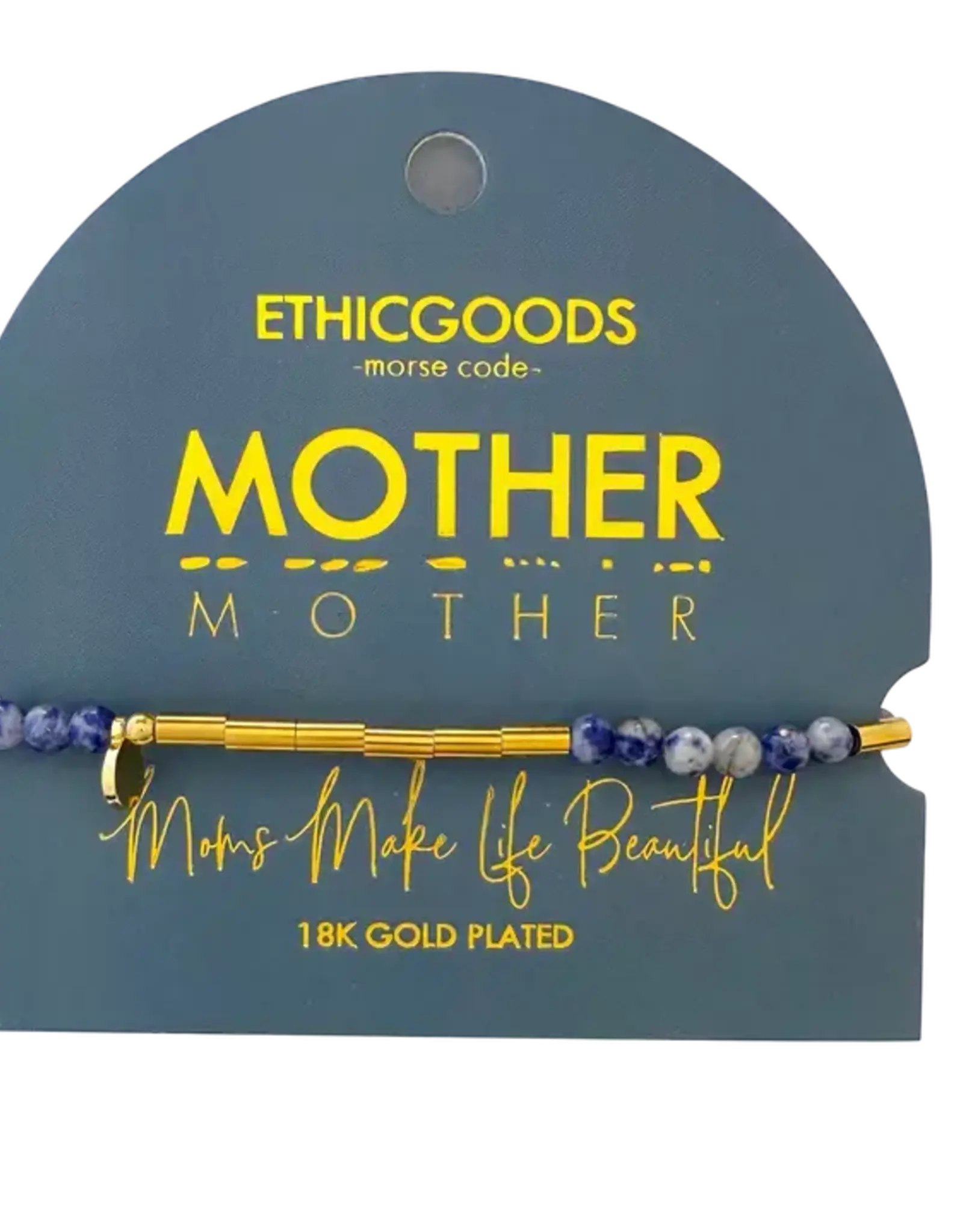 EthicGoods Morse Code Bracelet: Mother (Gold & Stone)