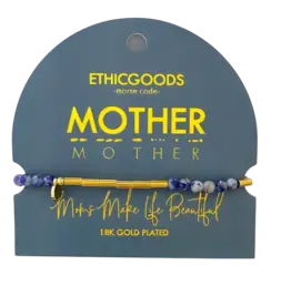 EthicGoods Morse Code Bracelet: Mother (Gold & Stone)