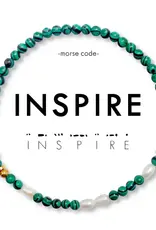 EthicGoods 3mm Morse Code Bracelet: Inspire (Pearl & Stone)